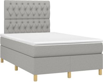 vidaXL Vidaxl - Cama Box Spring Con Colch&oacute;n Y Led Tela Gris Claro 120x190 Cm