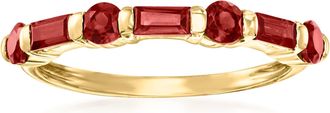 Ross-Simons Baguette and Round Garnet Ring in 14kt Yellow Gold