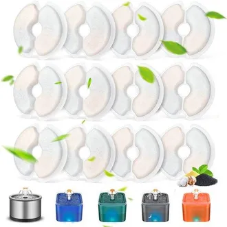 OEM Paquete De 12 Cartuchos De Filtro Para Bebederos (redondos Con Muesca) Y Esponjas De Filtro De Repuesto Para Gatos Y Perros (ajuste Universal)