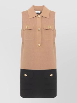 Elisabetta Franchi sleeveless v neck dress contrast pockets