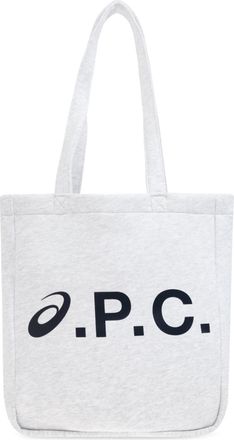 A.P.C. Grey Lou Logo Cotton Tote Bag