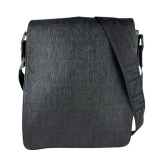 Fendi Pre-owned Cross Body Bags, male, Black, Size: ONE SIZE Pre-owned Vintage Canvas Shoulder Bag
