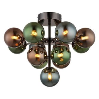 Netlighting Grappy Globe Ceiling Light Gunmetal Balls Colorful Glass Shade 13x G9