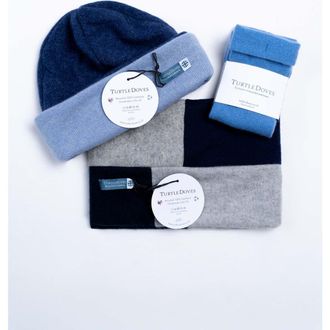 Celtic & Co. Neckwarmer, Beanie Glove Cashmere Bundle in Denim Mix at Nordstrom