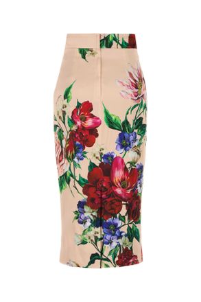 Dolce & Gabbana Womens Printed Stretch Satin Skirt Bfioriantichifnud Gonne