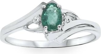 Pompeii3 1/2ct Genuine Oval Emerald & Diamond Ring 14K White Gold Size Selectable