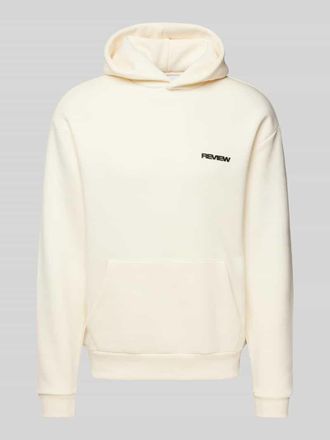 Review Hoodie mit Label-Print in Ecru, Größe L