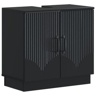 vidaXL Mueble De Lavabo Para Ba&ntilde;o Hoorn Negro 59,5 X 31,5 X 56 Cm Vidaxl