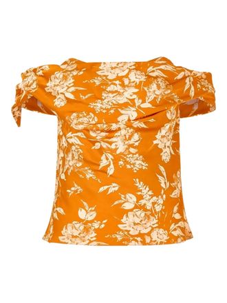 Rosie Assoulin Cant Bare It off-shoulder printed top - women - Fabric - 10 - Orange