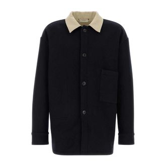 1989 STUDIO Light Jackets, male, Blue, Size: XL Overshirt Button Up