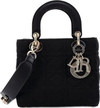 Dior My ABCDior Lady Dior Bag Cannage Quilt Satin with Crystal Charms crossbody bag - Nero