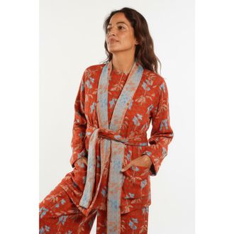 Ace & Jig Ryan Wraparound Fitted Robe Jacket in Birdcage at Nordstrom, Size Xx-Small