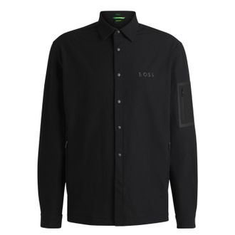 HUGO BOSS Mens B Lite Snap Long-Sleeved Overshirt (Black) - Size Medium