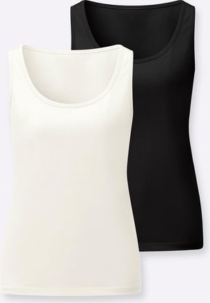 Casual Looks Shirttop CASUAL LOOKS, Damen, Gr. 36, schwarz, ecru, 100% Baumwolle, unifarben, Rundhals, Tops Shirttop