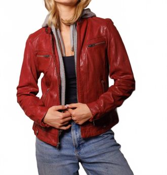 Iron And Resin Topanga Leather Jacket In Red Chili