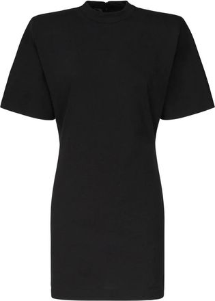 Pinko Zwarte Katoenen Jersey Jurk - Dames - Korte kleedjes - Zwart - XS - Katoen - Kleedjes