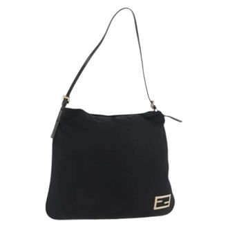 Fendi Pre-owned Shoulder Bags, female, Black, Size: ONE SIZE Pre-owned Vintage Nylon Shoulder Bag