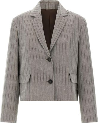 Brunello Cucinelli Pinstriped Chevron Blazer