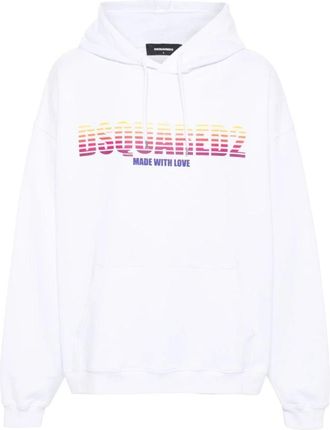 Dsquared2 Logo-print Katoenen Hoodie - Heren - Hoodies - Wit - M - Katoen - Hoodies & sweatvesten