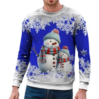 Generic Mens Jumpers Uk Crew Neck Christmas Snowman Print Jumper Long Sleeved Plus Size Sweatshirts Parties Hilarious Xmas Mens Sweatshirt Top Warm Casual Aut