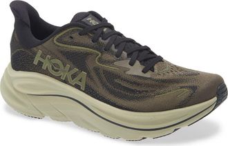 Hoka One One Clifton 10 Running Shoe - Wide Width Available in Dark Roast/Black at Nordstrom, Size 10.5