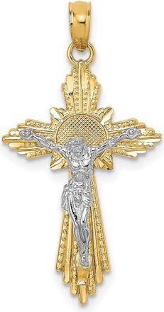 Diamond2Deal 10K Two-tone Diamond-Cut Crucifix Pendant