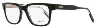 Ermenegildo Zegna Mens Retro Rectangular Eyeglasses EZ5260 001 Black 52mm