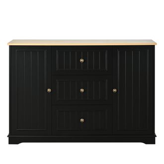 STILVORA Aparador De Cocina Con 3 Cajones Y 2 Puertas Con Estantes Ajustables En Mdf Para Cocina Y Comedor 126x40x86 Cm