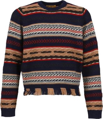 Guest In Residence Maglione a righe con frange - Blu