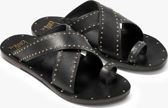 beek Womens Curlew Leather Toe-Ring Sandal In Black