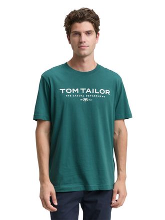 Tom Tailor T-Shirt TOM TAILOR, Herren, Gr. S, gr&uuml;n (jasper gr&uuml;n), Single Jersey, Obermaterial: 100% Baumwolle, bedruckt, regular fit h&uuml;ftbedeckend, Rundhals, abg