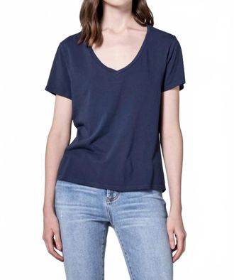 Dear John Denim Madi V-Neck Jersey Short Sleeve Tee In Navy