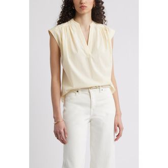 Nordstrom Shirred Cap Sleeve Top in Yellow Pale at Nordstrom Rack, Size Xx-Small/x-Small