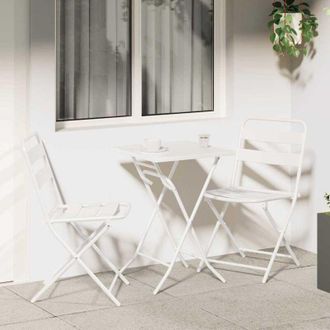 vidaXL Conjunto Bistro 3 Pcs Blanco Acero Vidaxl