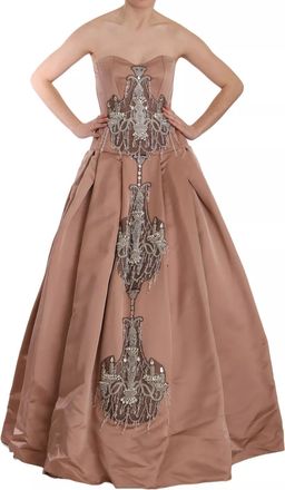 Dolce & Gabbana Crystal Pink Silk Chandelier Ball Gown Womens Dress (Pre-Owned)