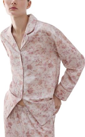 Mango Relaxed Fit Cotton Pajama Top in Pink at Nordstrom, Size Small