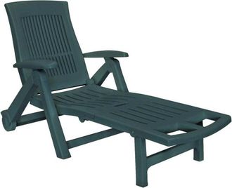 vidaXL Sun Lounger with Footrest Plastic Green vidaXL