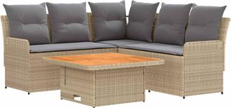 vidaXL Juegos De Muebles 4 Uds. Beige Y Gris Claro Rat&aacute;n Sint&eacute;tico Vidaxl