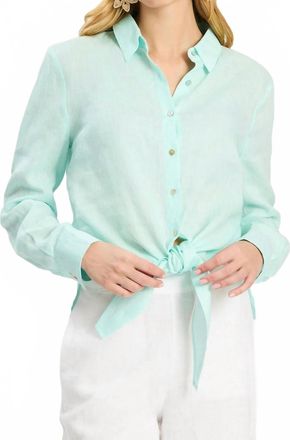 Tyler B&ouml;e Amara Linen Tie Front Shirt In Bleached Aqua