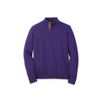 Paul Fredrick Supima Cotton Four Button Mock Neck Sweater in Plum at Nordstrom, Size Large