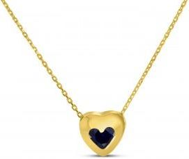 Allurez Heart Lab Sapphire Bezel Pendant Necklace 14K Yellow Gold (0.33ct)