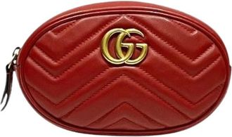 Gucci Pre-owned Belt Bags, female, Red, Size: ONE SIZE Pre-owned GG Marmont Leather Waist Bag