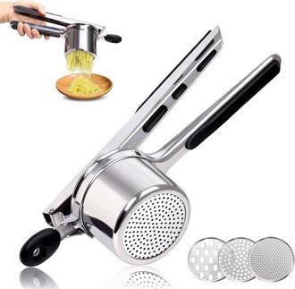 OEM Prensa Para Patatas De Acero Inoxidable, Incluye 3 Discos De Diferentes Texturas, Se Puede Colgar, Para Hacer Patatas, Pur&eacute;, Regalo