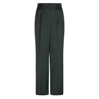 Dante6 Groene Satijnen Gekreukte Wijde Pijp Broek - Dames - Broeken - Groen - Maat: XS Satijn