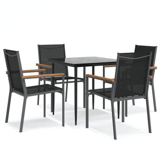Berkfield Home 5 Piece Garden Dining Set Black Textilene & Steel