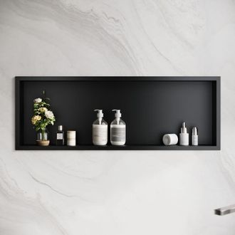 Elegant Lighting Shower Caddies 304 Stainless Steel Shower Niche, Wall-Inserted Niche, Black Sealed Waterproof Rust-Resistant Modern Design 90x30x10cm - Elegant