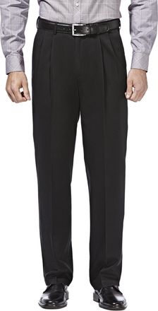 Haggar Mens Premium No Iron Khaki Classic Fit Pleat Front Casual Pant (Regular and Big & Tall Sizes), Black, 36W x 29L