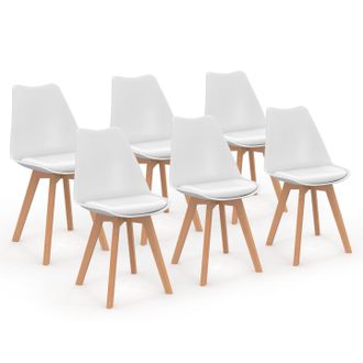 IDMarket Set Di 6 Sedie Sara Bianche Per Sala Da Pranzo