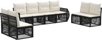 vidaXL Conjunto De Sof&aacute;s De Jard&iacute;n 8 Uds. Negro Y Blanco Crema Vidaxl