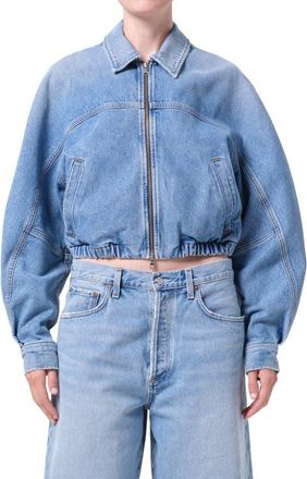 A Gold E Dixon Denim Bomber Jacket in Outbreak Medium Indigo at Nordstrom, Size X-Large